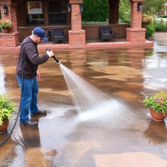 Hidrolavado de superficies exteriores, patios y estacionamientos